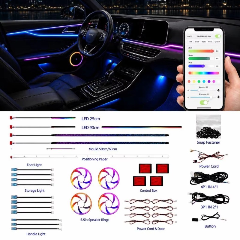 Door Handle - Auto-Ambientebeleuchtungs-Set 18 in 1 Drachenschuppen RGB