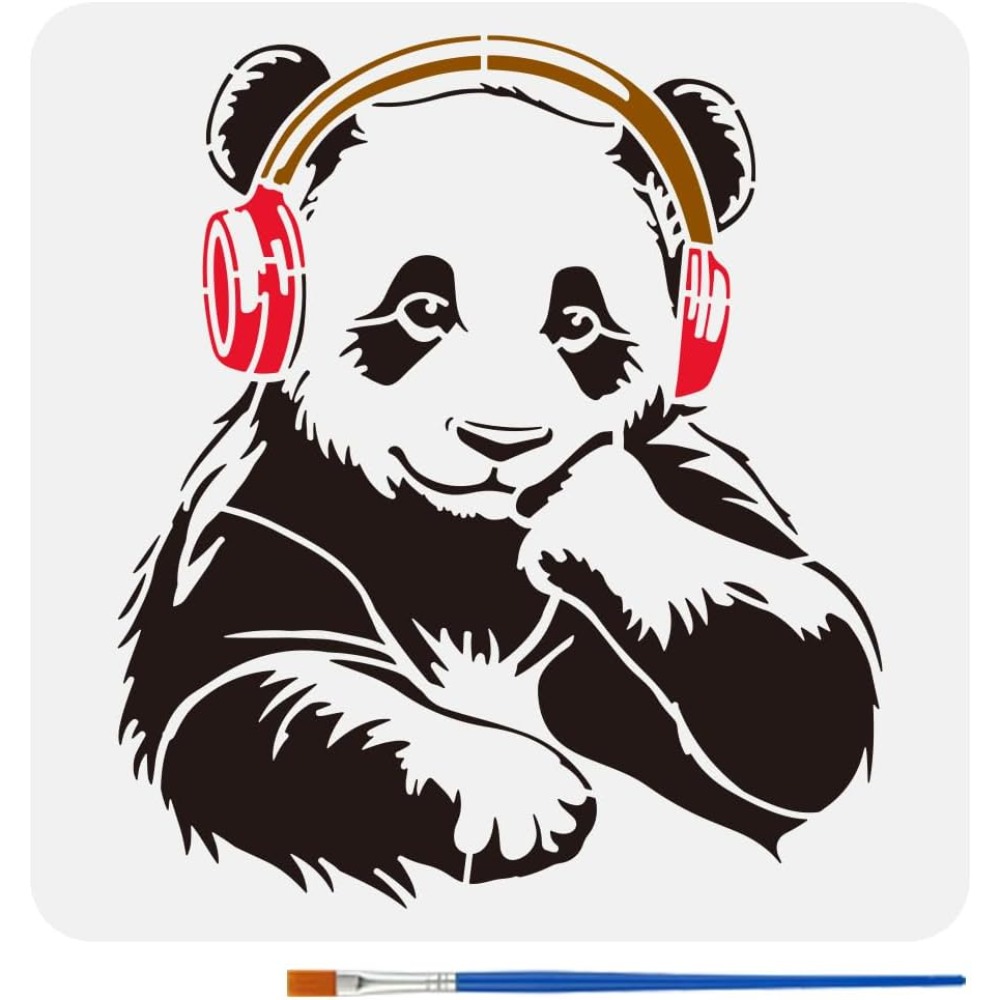 Paint Brush - Panda-Schablone mit einem Pinsel, 30 x