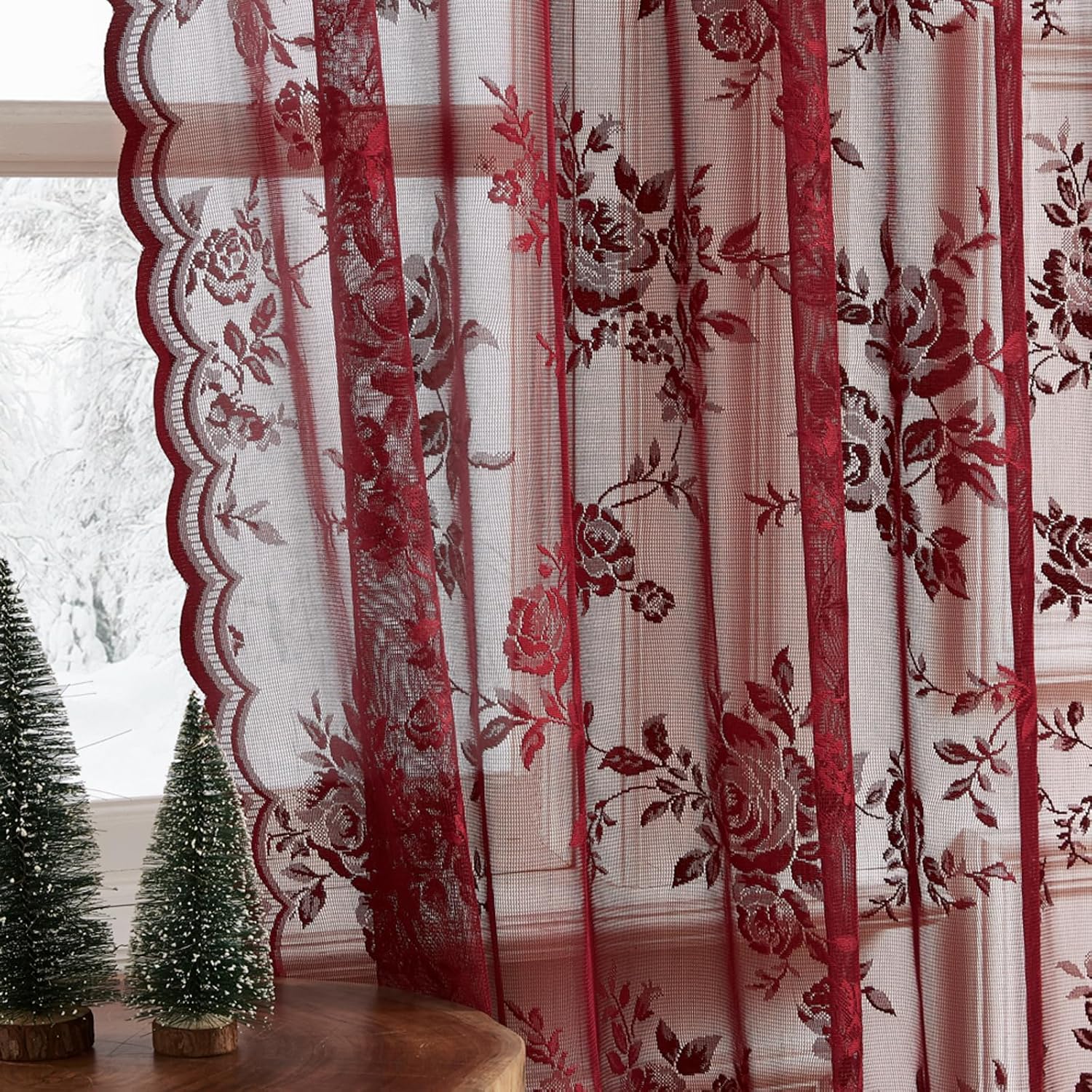 1 Stück burgunderfarbene Spitz – Curtain Rods Bewertung und Preis