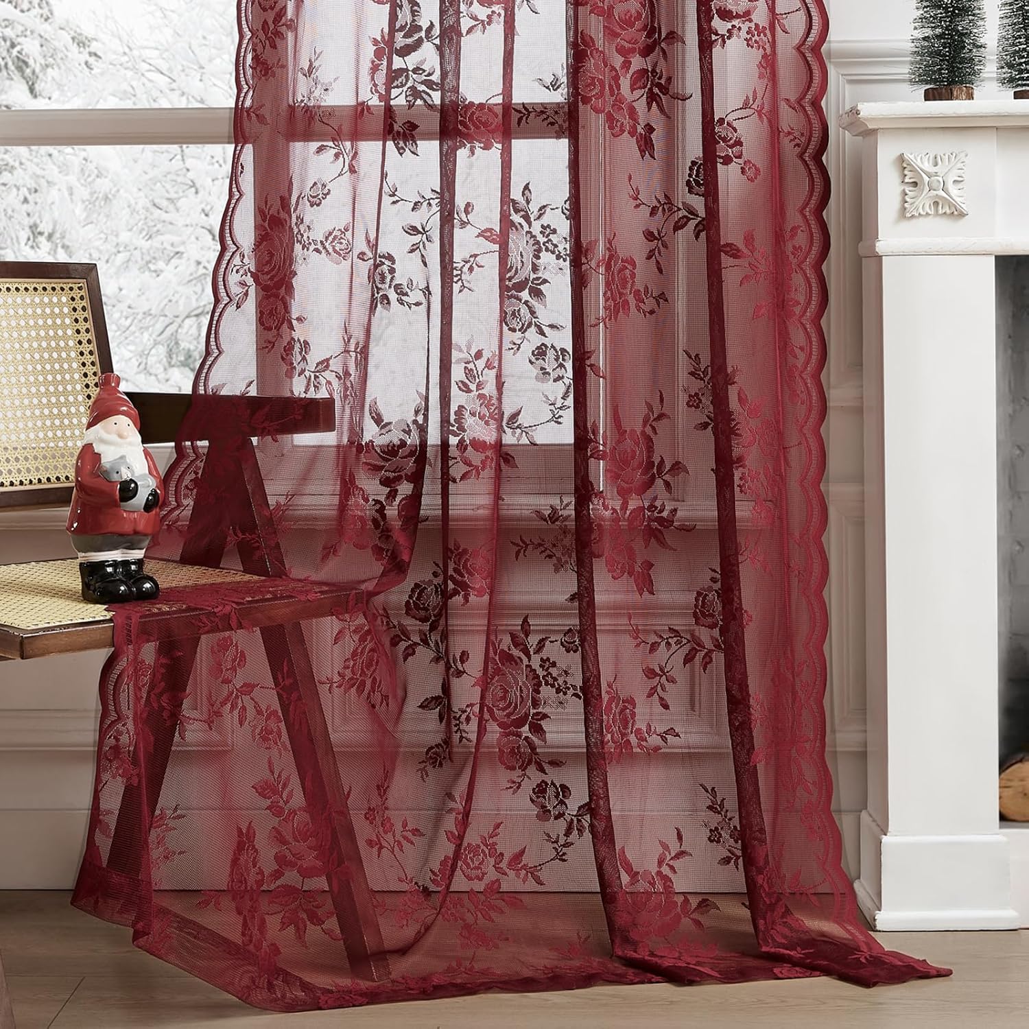 1 Stück burgunderfarbene Spitz – Curtain Rods Bewertung und Preis